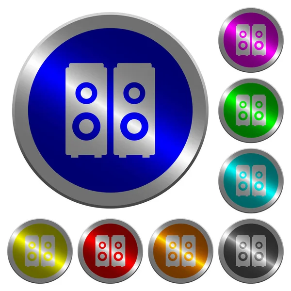 扬声器夜光硬币状圆颜色按钮 — 图库矢量图片