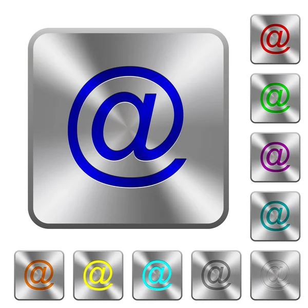 Einzelnes E-Mail-Symbol runde quadratische Stahlknöpfe — Stockvektor