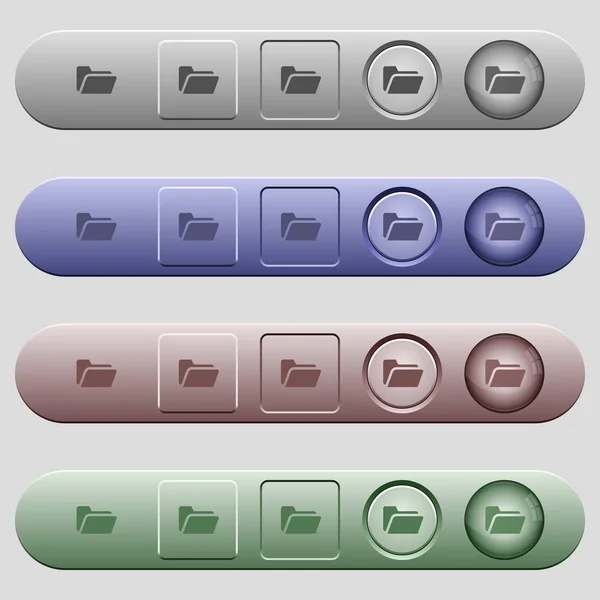 Ordner öffnen Symbole auf horizontalen Menüleisten — Stockvektor
