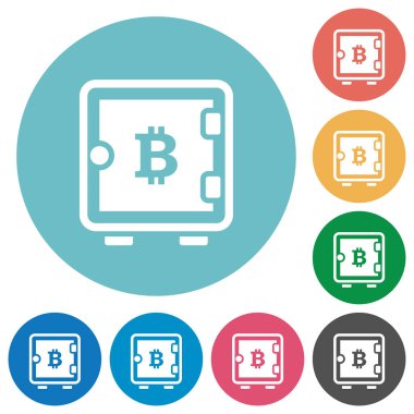 Bitcoin güçlü bir kutu düz yuvarlak simgeler