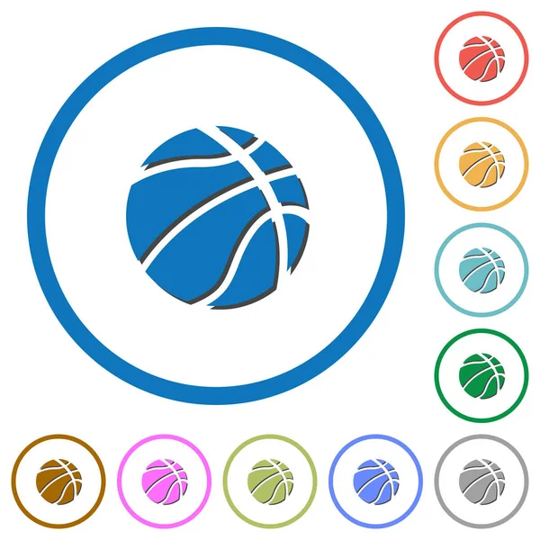 Basketball-Ikonen mit Schatten und Konturen — Stockvektor