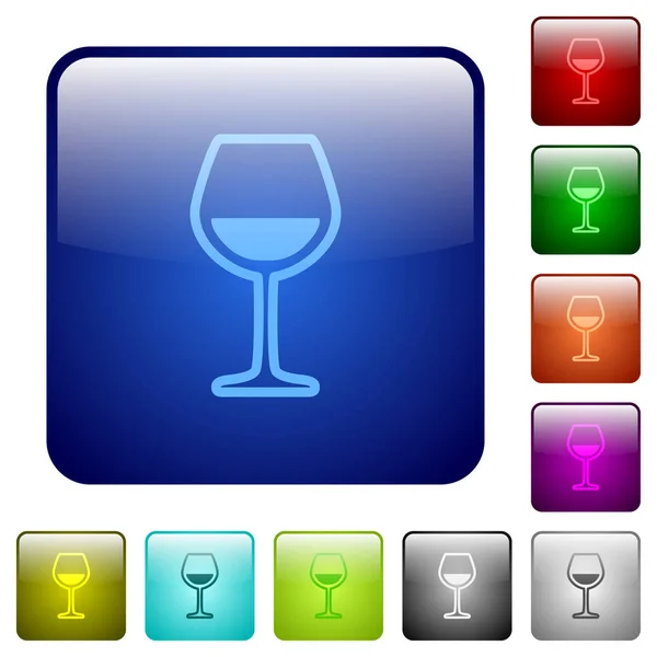 Glas Wein Farbe quadratische Tasten — Stockvektor