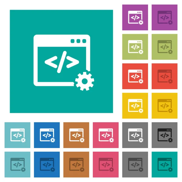 Web desenvolvimento quadrado plana multi ícones coloridos —  Vetores de Stock