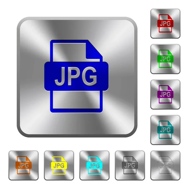 JPG formato de archivo redondeado botones cuadrados de acero — Vector de stock