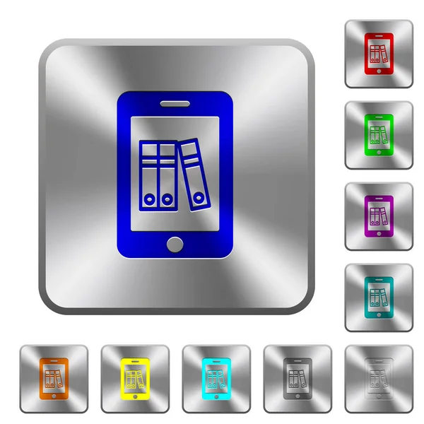 Escritório móvel arredondado botões de aço quadrado —  Vetores de Stock