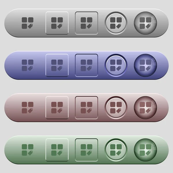 Tag-Komponenten-Symbole auf horizontalen Menüleisten — Stockvektor