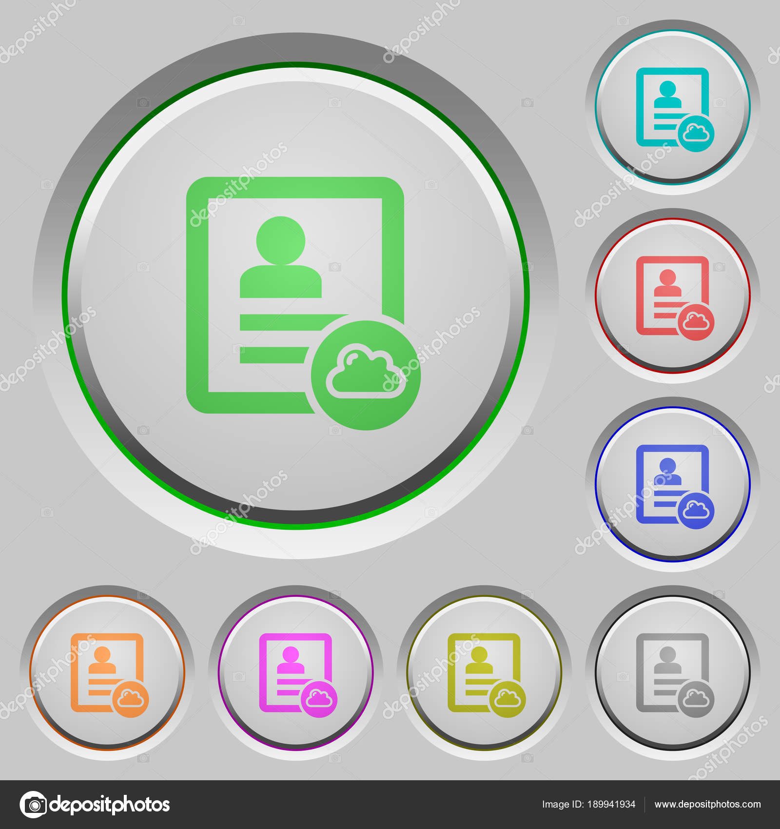 Cloud Contact Color Icons On Sunk Push Buttons Vector By Cloud Contact Color Icons On Sunk Push Buttons Vector By