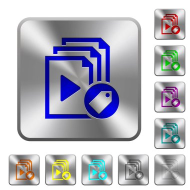 Kare çelik düğme etiketi playlist yuvarlak