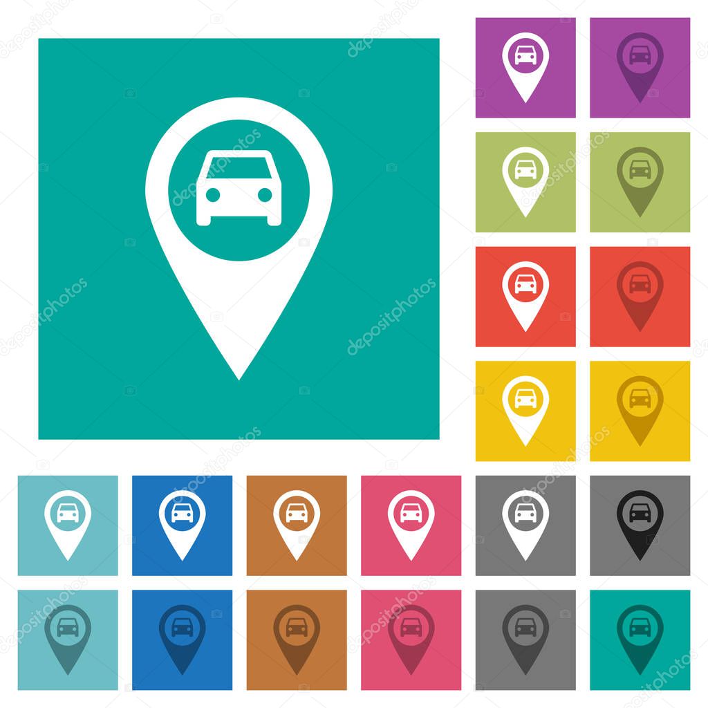 Public transport GPS map location square flat multi colored icons