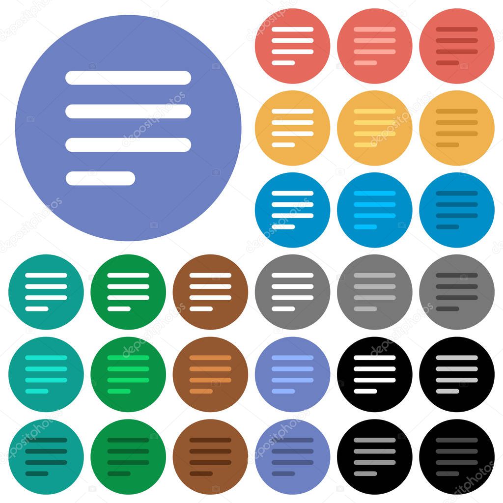 Text align justify last row left round flat multi colored icons