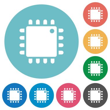 Bilgisayar işlemcisi düz yuvarlak simgeler