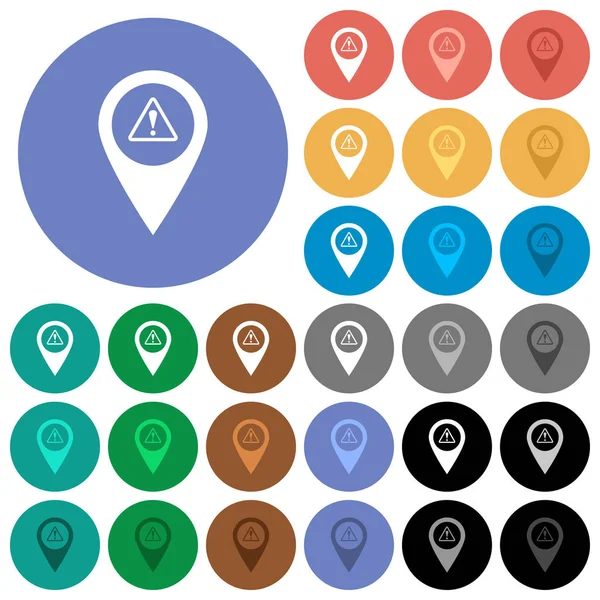 GPS map location warning round flat multi colored icons — Stock Vector