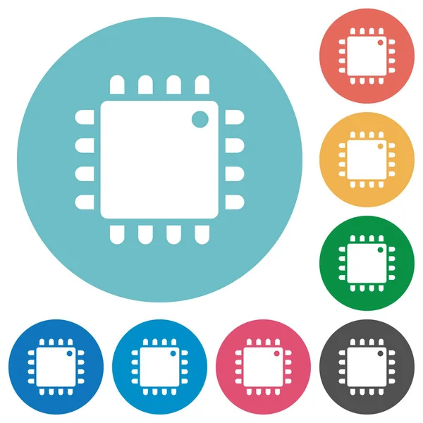 De processor van de computer platte ronde iconen — Stockvector
