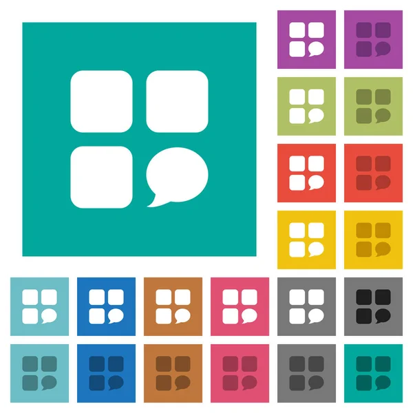 Componente de mensaje cuadrado plano iconos multicolores — Archivo Imágenes Vectoriales