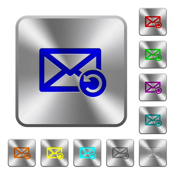 Undelete mail arrondi boutons carrés en acier — Image vectorielle