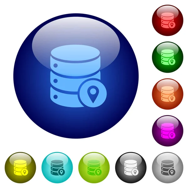 Database location color glass buttons — Stock Vector