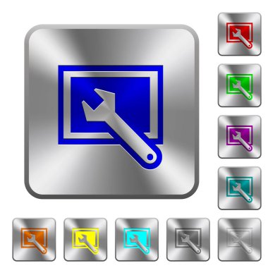 Kare çelik düğmeleri ekran ayarlarını yuvarlak