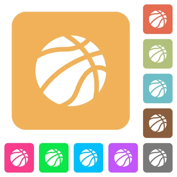 Koszykówka zaokrąglony kwadrat płaskie ikony — Wektor stockowy