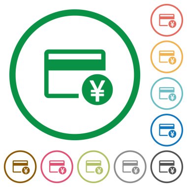 Yen kredi kartı düz simgeler anahatları ile