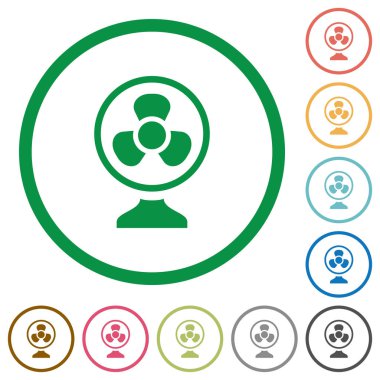 Tablo fan düz simgeler anahatları ile