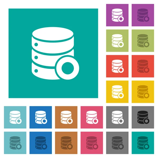 Base de datos macro registro cuadrado plano iconos multicolores — Vector de stock