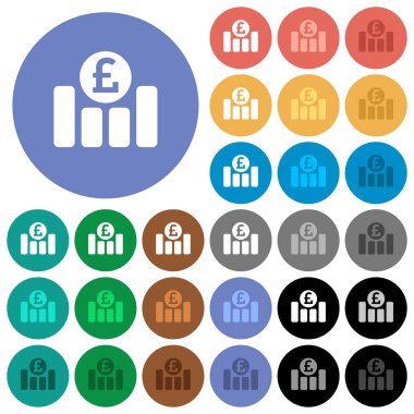 Düz çok yuvarlak Lirası mali grafik simgeler renkte