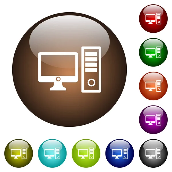 Desktop computer color glass buttons — Stock Vector