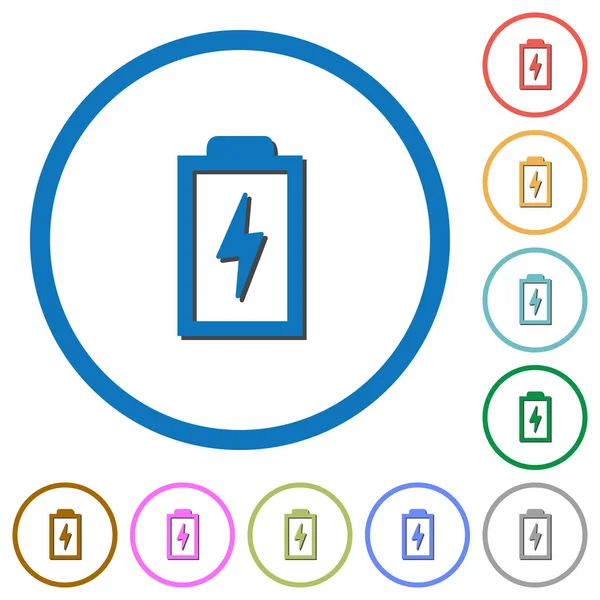 Batterie mit Energieikonen mit Schatten und Konturen — Stockvektor