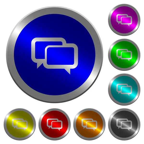 Chat bubbles luminous coin-like round color buttons — Stock Vector