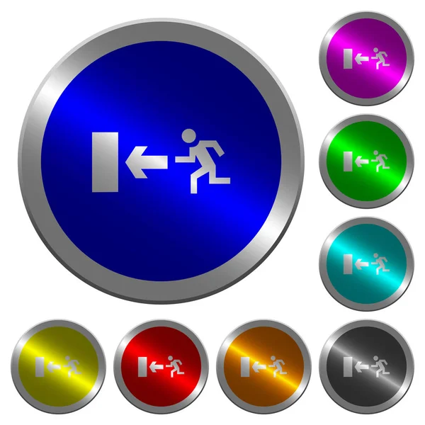 Señal de salida botones redondos luminosos tipo moneda — Vector de stock