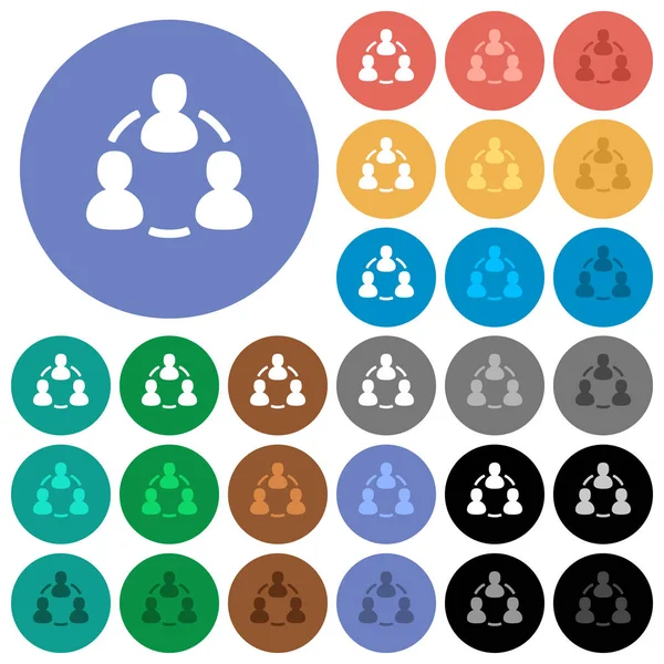 Użytkowników online okrągłe płaskie wielu kolorowych ikon — Wektor stockowy