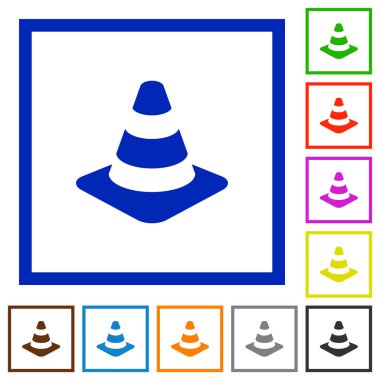 Trafik koni düz çerçeveli simgeler