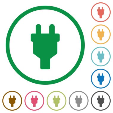 Güç konektörünü takın anahatları ile düz simgeler