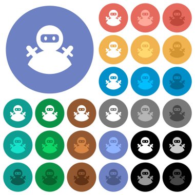 Ninja avatar düz çok yuvarlak simgeler renkte