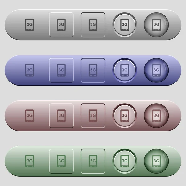 Icônes de vitesse de connexion mobile de troisième génération sur les barres de menu horizontales — Image vectorielle