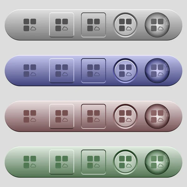 Symbole für Cloud-Komponenten auf horizontalen Menüleisten — Stockvektor