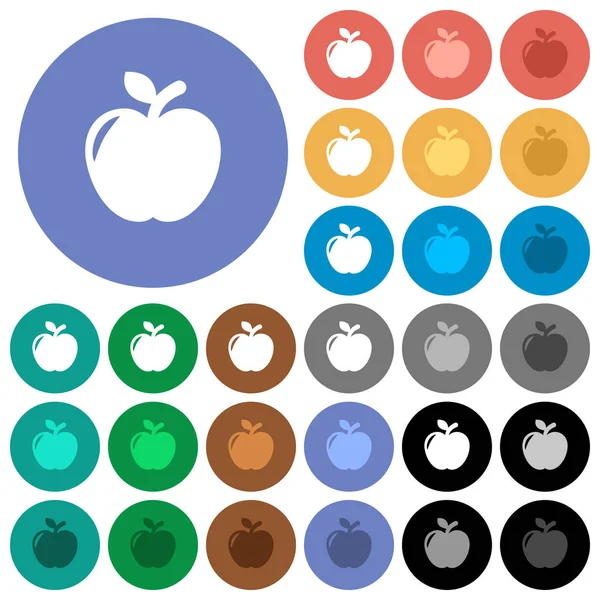 Apfel rund flach mehrfarbige Symbole — Stockvektor