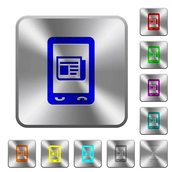 Nouvelles mobiles arrondi boutons carrés en acier — Image vectorielle