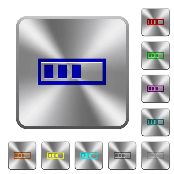 Barre de progression arrondie boutons carrés en acier — Image vectorielle