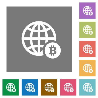 Online Bitcoin ödeme kare düz simgeler