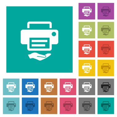 Paylaşılan yazıcı kare düz çok renkli simgeler
