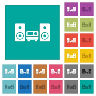 Stereo sistemi kare düz çok renkli simgeler