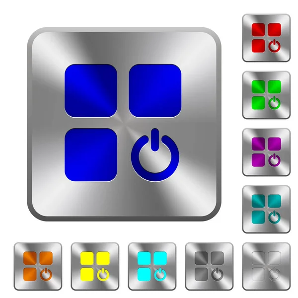 Botones de acero cuadrados redondeados — Vector de stock