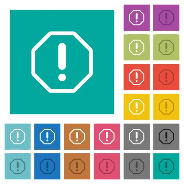 Octágono en forma de signo de error cuadrado plano iconos multicolores — Vector de stock