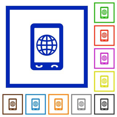 Mobil Internet düz çerçeveli simgeler