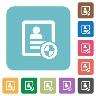 Yuvarlak temas korumak kare düz simgeler