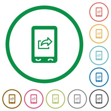 Anahatları ile mobil ihracat veri düz simgeler