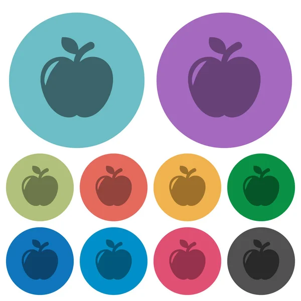 Iconos planos más oscuros de color manzana — Vector de stock