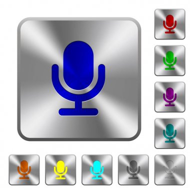 Kare çelik düğmeleri tek mikrofon yuvarlak