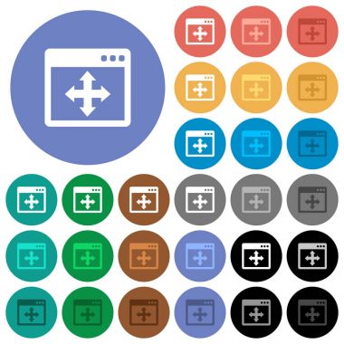 Yuvarlak simgeler renkte düz multi penceresini taşıma